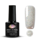 MEET ACROSS 7ml Nail Polish Holographic Glitter Platinum UV Nail Gel Polish Shine Shimmer Manicure Soak Off Nail Art Varnish
