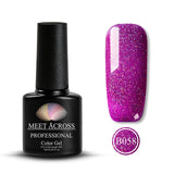 MEET ACROSS 7ml Nail Polish Holographic Glitter Platinum UV Nail Gel Polish Shine Shimmer Manicure Soak Off Nail Art Varnish