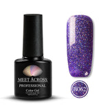 MEET ACROSS 7ml Nail Polish Holographic Glitter Platinum UV Nail Gel Polish Shine Shimmer Manicure Soak Off Nail Art Varnish